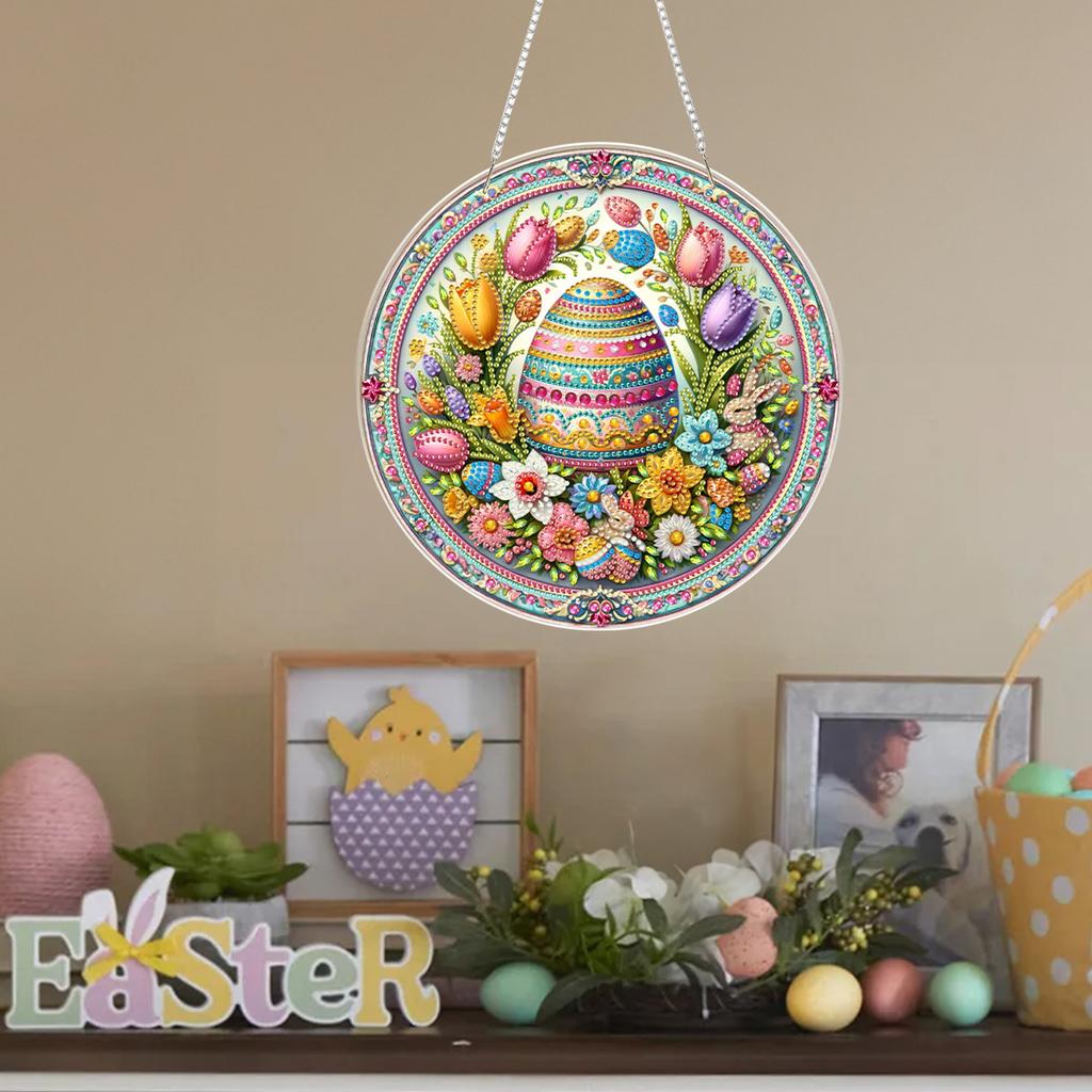 פסח DIY אקרילי שטוח דו-ממדי תלוי ערכות אמנות יהלומים ציור יהלומים תליון אבני חן לקישוט קיר בית גן