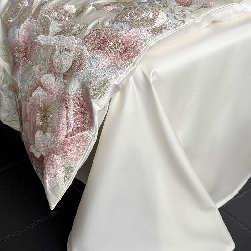 Elegant Luxury: Embroidered Long-Staple Cotton 4-Piece Bedding Set