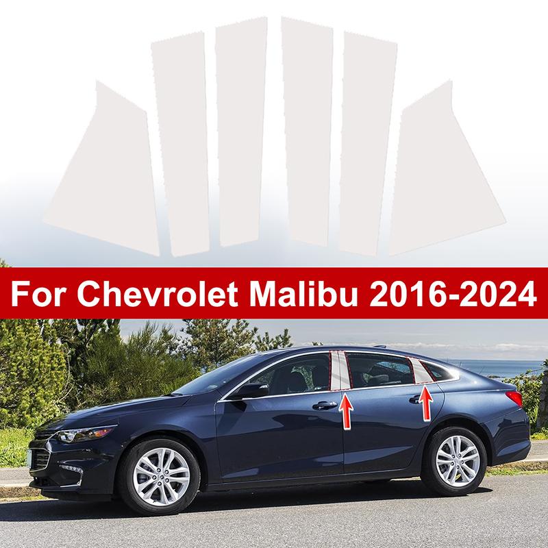6pcs/set Chrome Car B C Pillar Posts Door Window Trim Cover For Chevrolet Malibu 2016 2017 2018 2019 2020 2021-2024 Column Stickers
