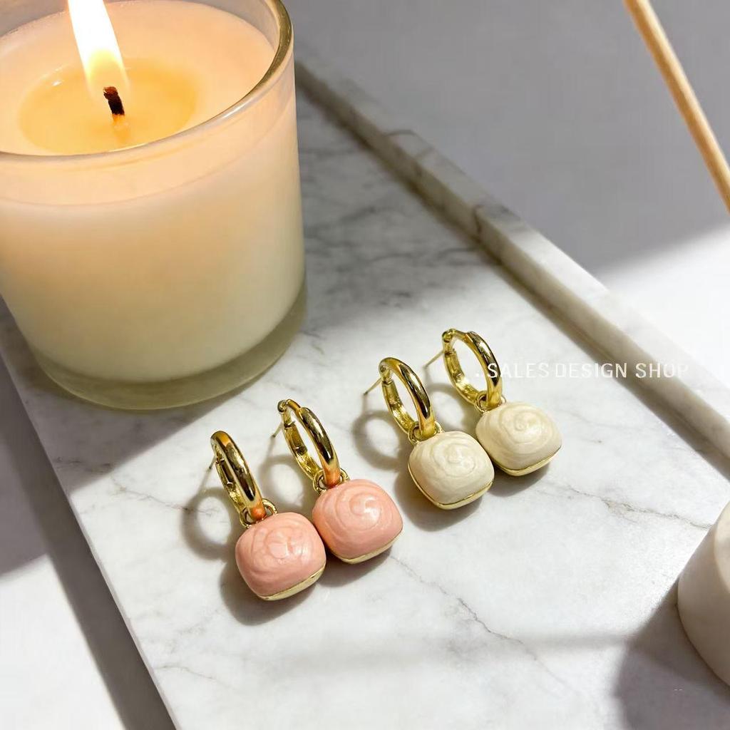 Spring French Retro Double-Sided Enamel Earrings - Versatile, Simple, and Stylish