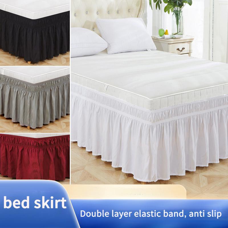 Elastic Bed Skirt Solid Color Ruffled Bed Skirt Elastic Bed Skirt Multiple Colors Multiple Sizes
