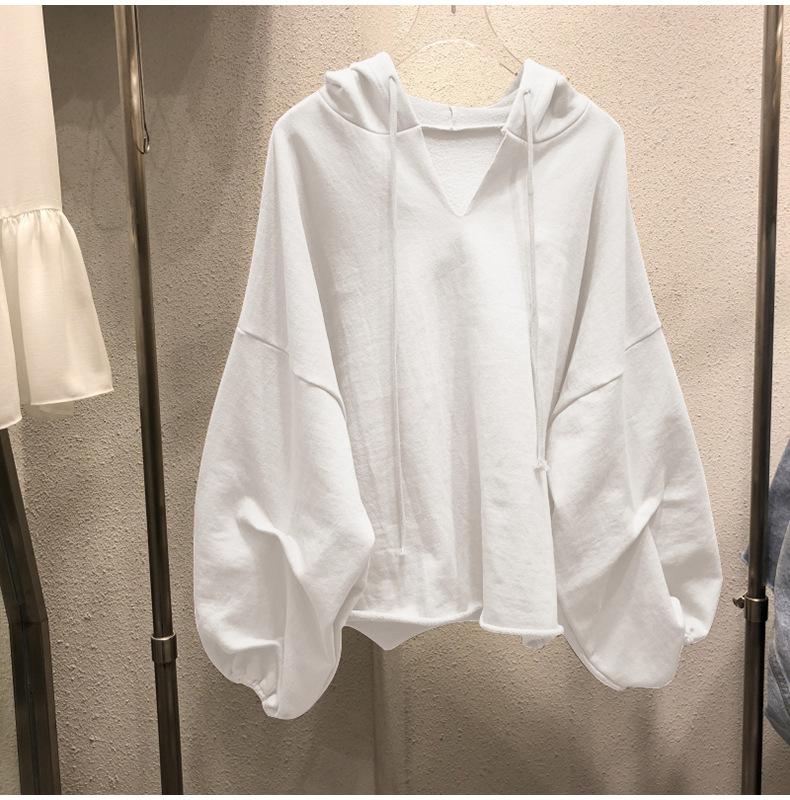 Spring and Autumn Women's Plus Size Hooded Sweatshirt Loose Long Sleeve Top