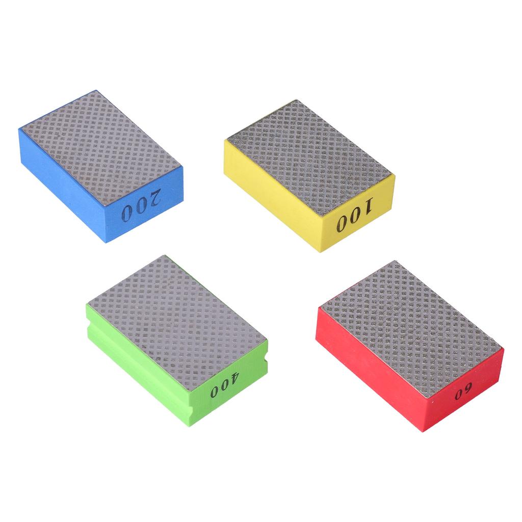 4Pcs Diamond Hand Polishing Pads for Tile Stone Trimming Deburring 60# 100# 200# 400# Grit