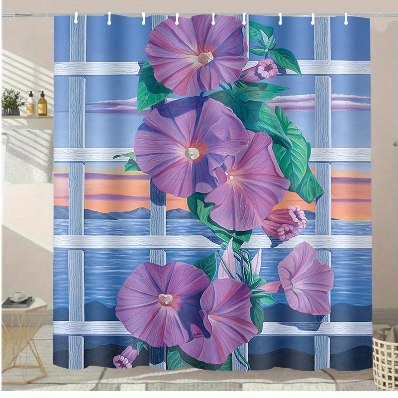 Alpaca flower washable Dirt-Resistant Shower Curtain Shower Head waterproof Polyester Bath Curtain For Home Decor Accessories