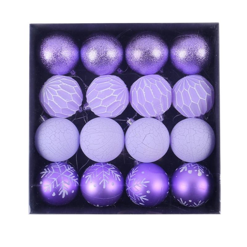 Pack Of 16 Hand Painted Christmas Ornament Set Durable Christmas Sphere Hangings Ornament For Warm Holiday