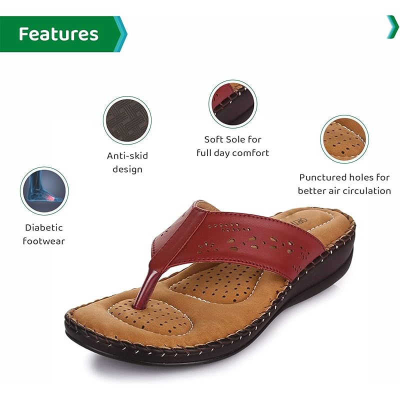 Ortho Joy Extra Soft Doctor Ortho Slippers For Men - 5Uk 5 UK вишня