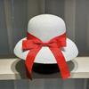 French Hepburn bow ribbon sun hat women's straw hat beach hat women's big brim hat sun hat beach fedora vacation travel sun hat