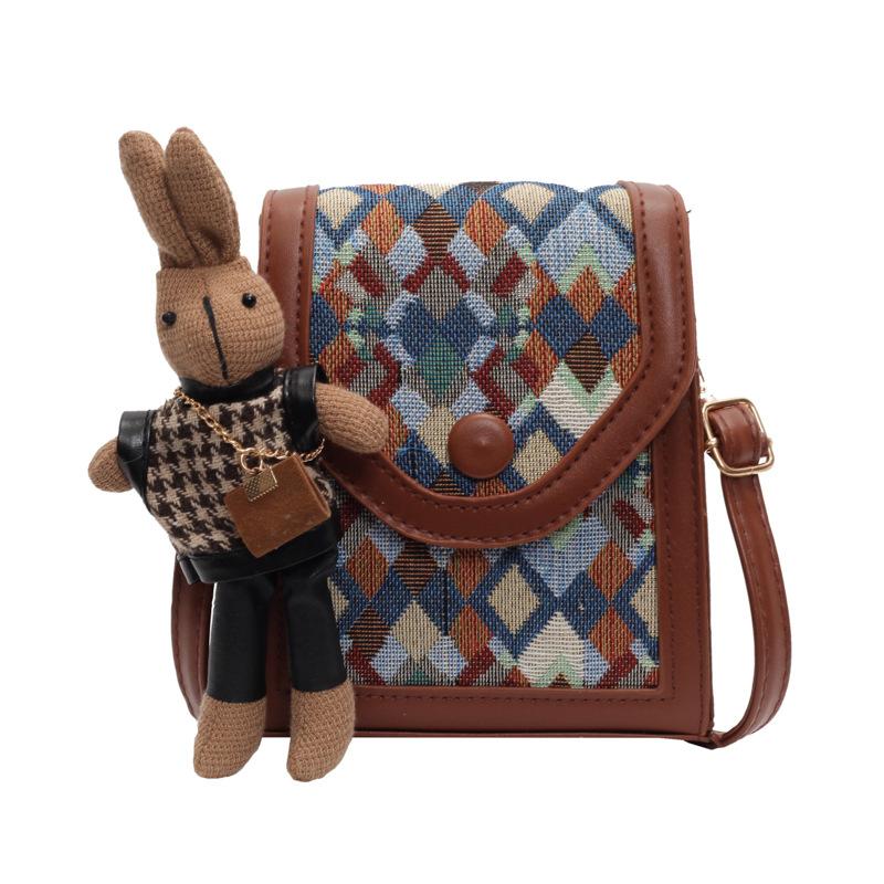 High Texture Fashion Vertical Messenger Bag Women'S Popular Bag Niche Shoulder Mobile Phone Bag Plaid Bag Women