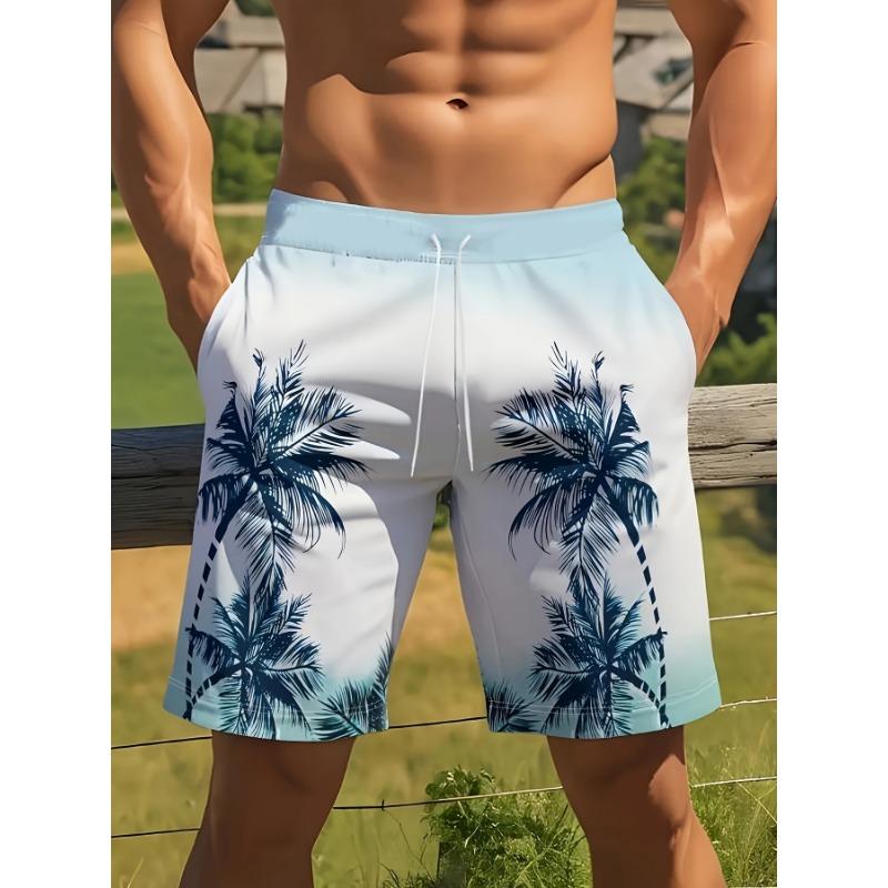 Men's Ocean Coconut Tree Print Beach Shorts Summer New Vacation Surfboard Shorts Casual Classic Men's Quick-Dry Shorts