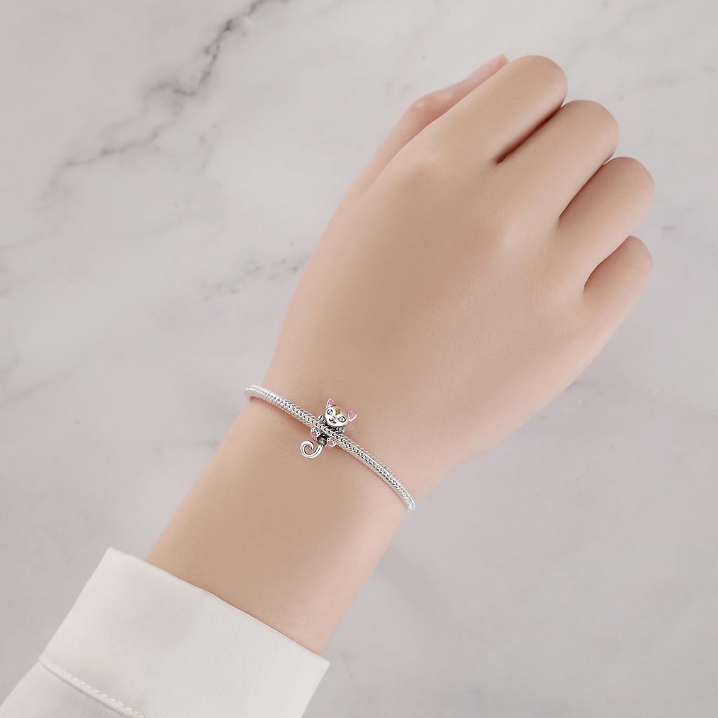 Perlenkomponenten Kupfermetall Charm-Perlenkomponenten Authentisch Original Rosa Katzenpfotenabdrücke Perlenkomponenten Kompatibel Mit Armband Hohe Qualität Fein