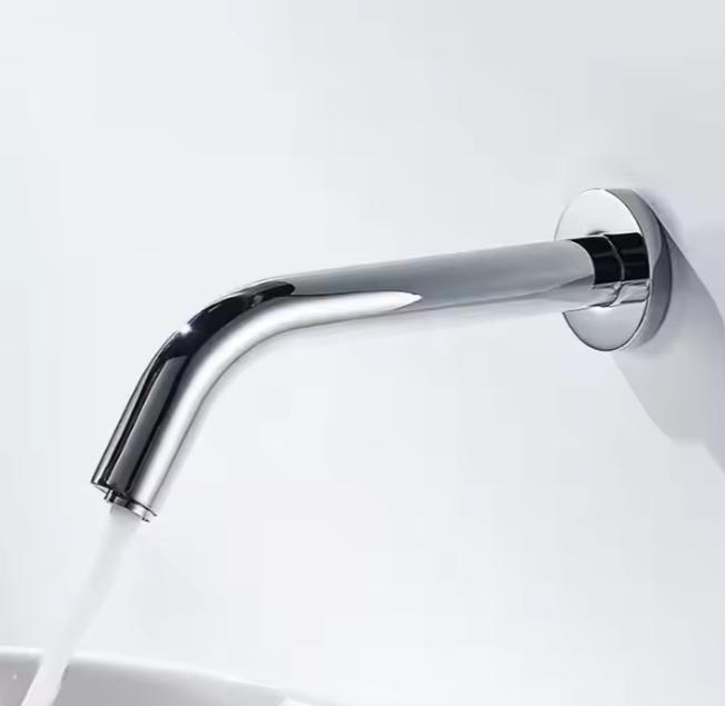 Modern Wall-mounted Stainless Steel Basin Faucet Single-Hole Single-Handle Design with Extensive Chrome and Ceramic Valve Core