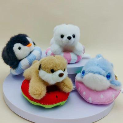 Kreativer aufblasbarer Poolring & niedliches Tier-Schlüsselanhänger-Set - Delfin, Pinguin, Plüschtier & Rucksackanhänger Geschenk