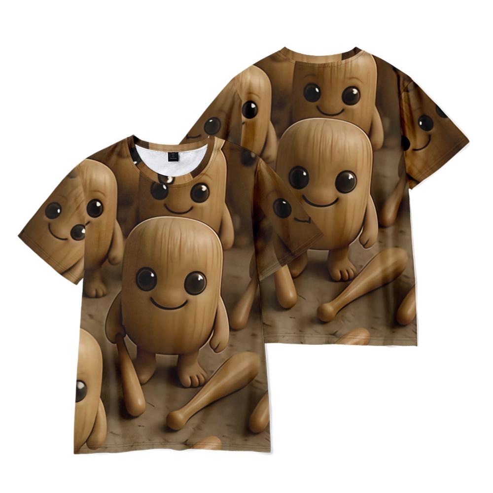 

7 Colors Fashion Tungtungtung Cartoon T Shirts for Women Men Summer Clothing Fitness O Neck Man T-shirt Oversized Men T-shirts Tops XXS коричневий