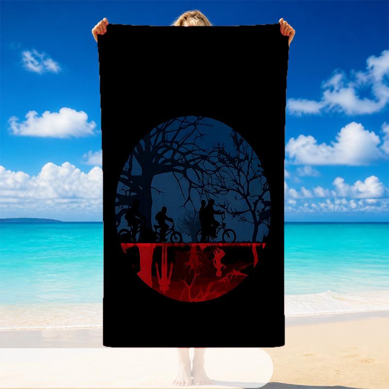 Quick Dry Beach Towel Stranger Things Pattern, Lightweight Absorbent Towel for Pool Beach Vacation Use