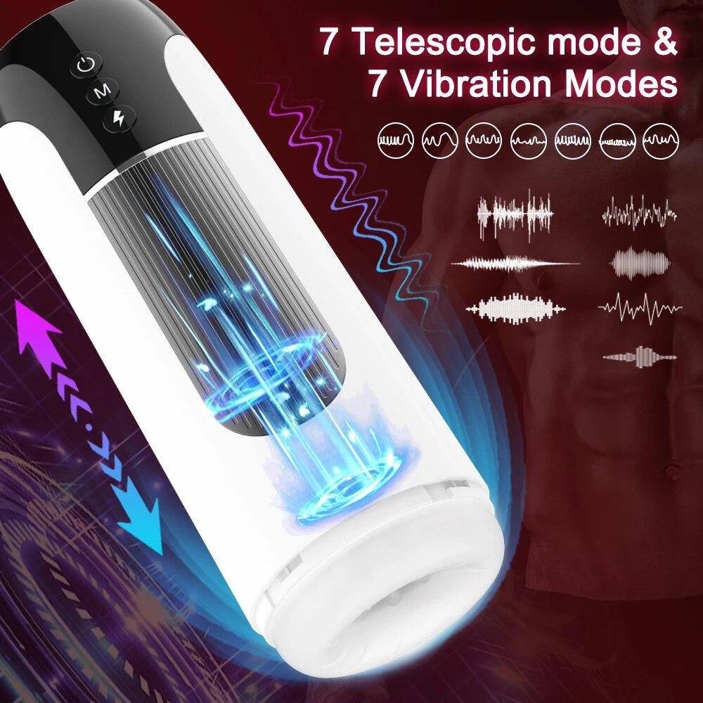 2024 New Automatic Telescopic Male Masturbator Thrusting Machine Vibration Blowjob Pussy Moaning Masturbation Cup Adult Men Sex Toys IPX7