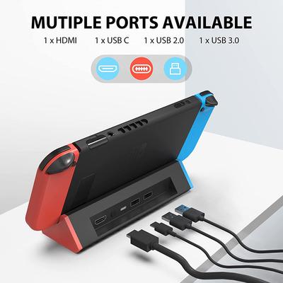 Tragbare TV-Dockingstation für Nintendo Switch/Switch OLED mit 4K HDMI-kompatiblem Adapter/Typ-C-Anschluss/USB-Anschluss