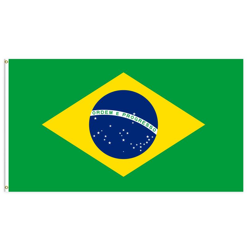PDM Custom 3X5FT Vivid Color Digital Printing UV Fade Resistant Durable Polyester Brazil Flag Professional Factory (as the picture,90*150cm/3x5ft)
