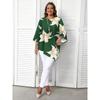 Large Size Print Is Irregular. Mid-length Sleeve Crew Neck Top