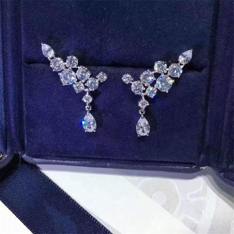 

New High-grade and Versatile Water Drop Earrings Women s Dinner Dress Accessories Fashion and Luxury Zircon Wedding Earrings