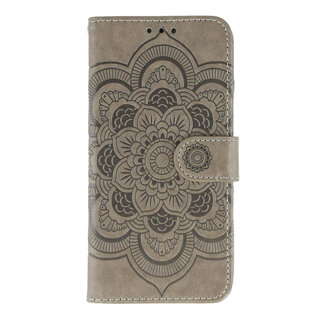 For Honor X6c 4G Case PU Leather Mandala Imprinted Design Wallet Phone Cover with Wrist Strap