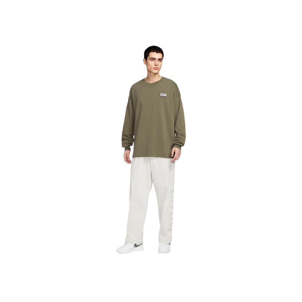 Nike Devin Booker Camiseta Minimalista Pulóver Cuello Redondo Manga Larga Hombre Tops Mediano-Oliva HJ3345222