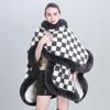 Fashion Scarf Shawl Thickened Plaid Fur Collar Cape Shawl 0982 #
