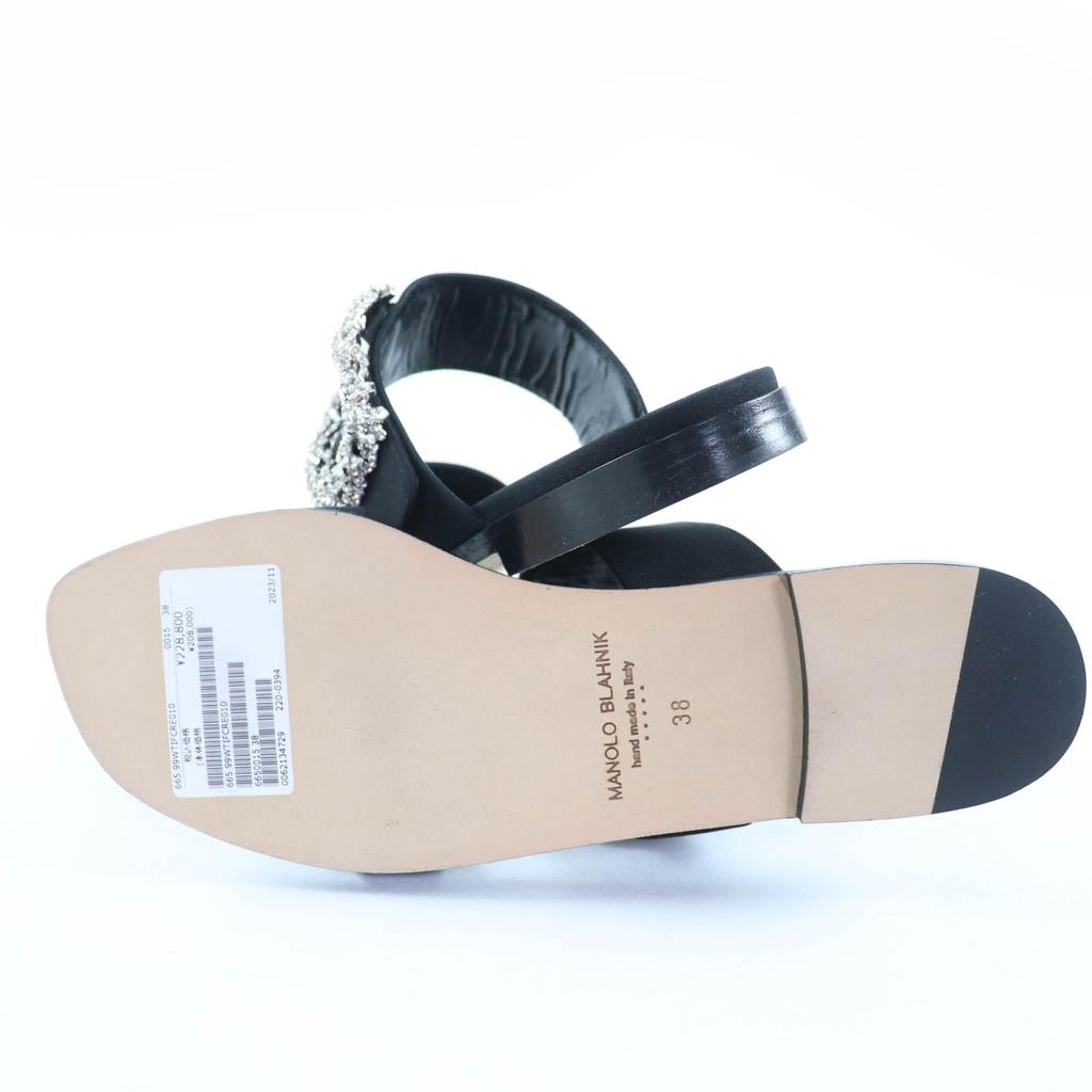 Sandálias Pristine MANOLO BLAHNIK TITUBAFLAT Bijoux seda preta 38 665.99WTIFCRE010 Usado