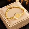 Gold Cuban Link Portrait Coin Crystal Bracelet – Luxury Heritage Jewelry, Timeless Elegance Gift for Men & Women