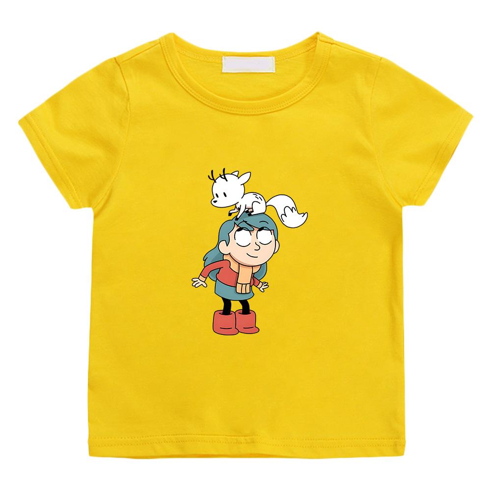 Hilda y Twig Juegan Juntos Camiseta con Estampado de Anime Niñas Lindas Niños Kawaii Tops para Niños Verano Tendencias Creativas Camisetas Ropa de Algodón