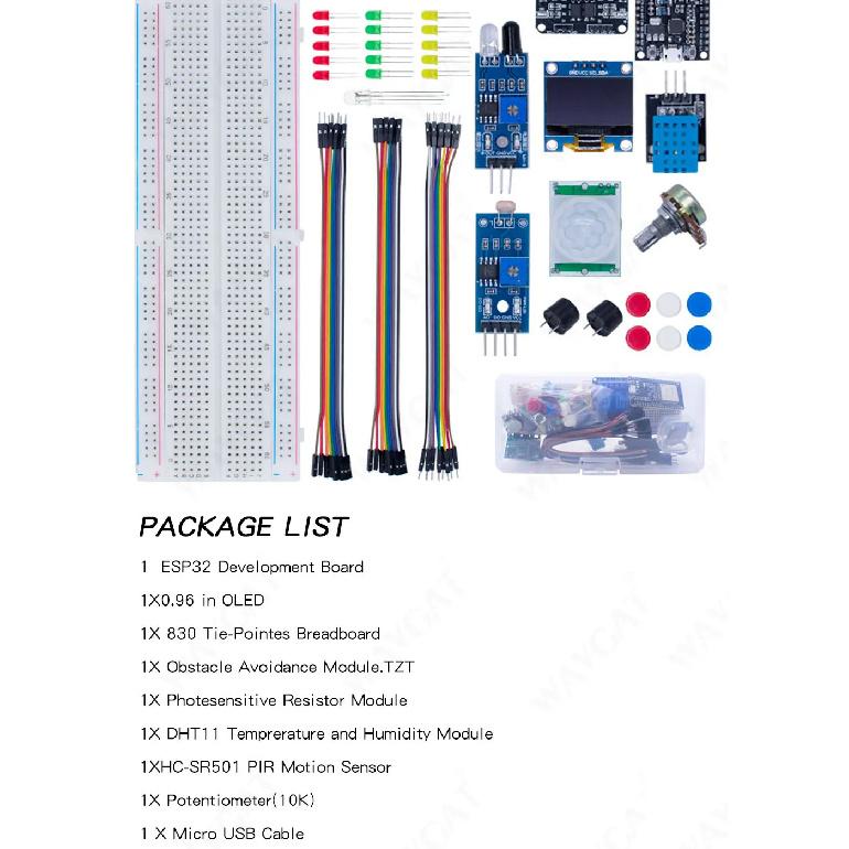 DIY Starter Kit for ESP32 ESP-32S WIFI with Storage Box Learning Basic Starter Kit 0.96 Inch Oled Pir Motion Sensor
