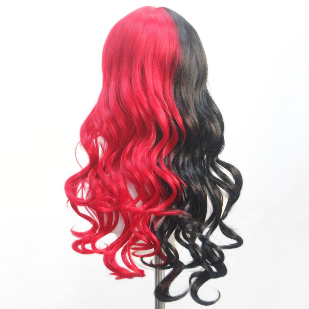 Detachable Red and Black Double Ponytail Long Curly Hair Synthetic Wig | Witch's Dress-up Cosplay Wig