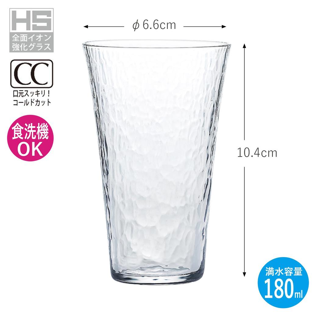 Toyo Sasaki Glass Usuha Set of Made In Dishwasher Glass Ideal for Sake and Tumblers, 180ml, 6, Japan, Safe, Shatter-Resistant, Cups, Beer, Thin,