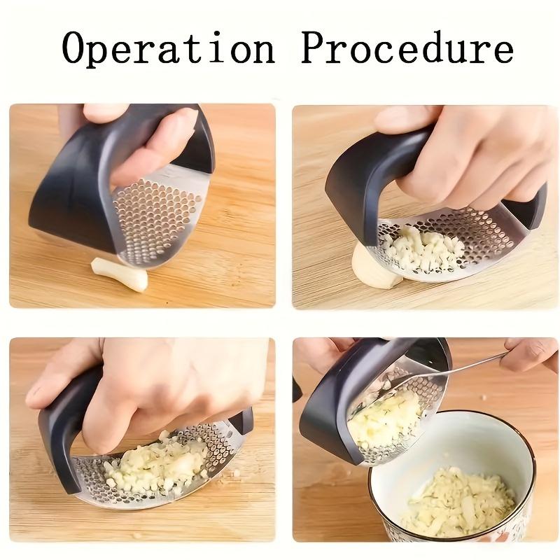 1pc Stainless Steel Rocker Garlic Press - Effortless Mincing, Crushing, and Chopping - Washable, Space-Saving, Essential Kitchen Gadget for Apartment