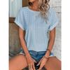 Fashion Casual Bat Short Sleeves Hollow Blouse Women O Neck Loose Summer T Shirts Female Office Tops Sweet Embroidery Solid Color Elegant Clothing