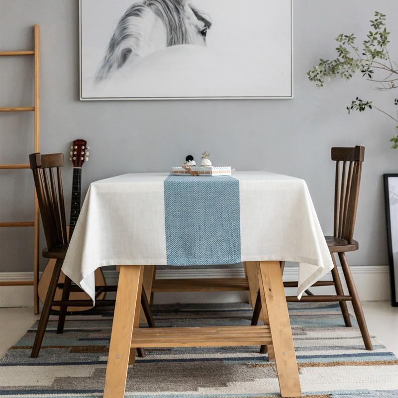 Waterproof Modern Minimalist Linen Blend Table Runner Rectangular Tablecloth Dining Coffee