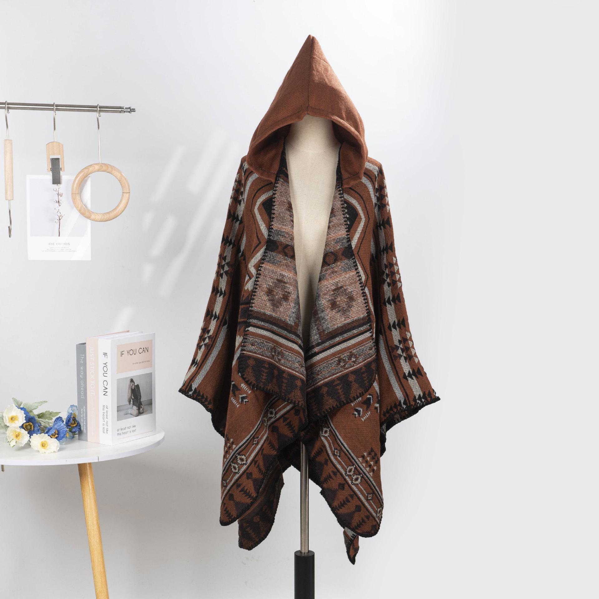 

Винтажный вязаный большой платок-накидка, кейп, мужской и женский, для улицы, с капюшоном, толстый шарф, для путешествий, для улицы, теплая одежда 131*150CM