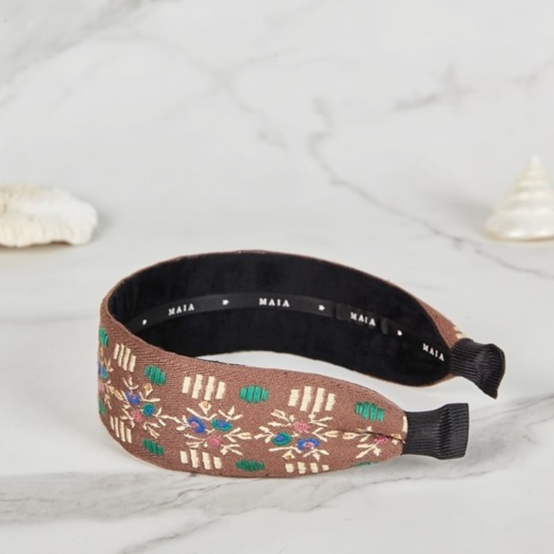 MAIA Garden Jacquard Hairband - Brown