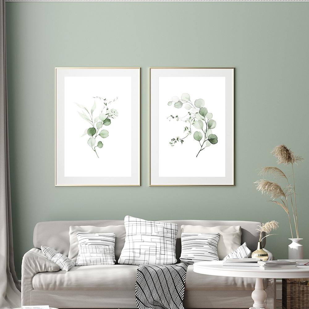 Green Plant Leaves Poster Print Wall Art Canvas Painting Botanical Eucalyptus Picture for Living Room Home Decor Decoration