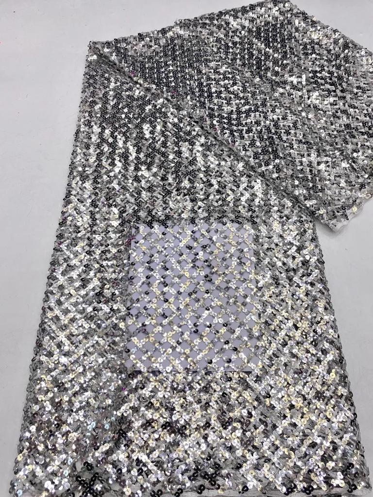 91x120cm Luxury Black Lace Fabric Nigerian Bride Sequins High Quality Tulle Fabric For Party Wedding Dress Sewing Sell