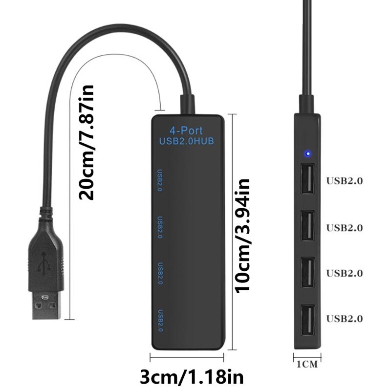 4Port USB2.0 Hub Expander Providing 4 USB2.0 Interfaces For PC Laptop TV Supports Data Transfer Charging Up To 480Mbps