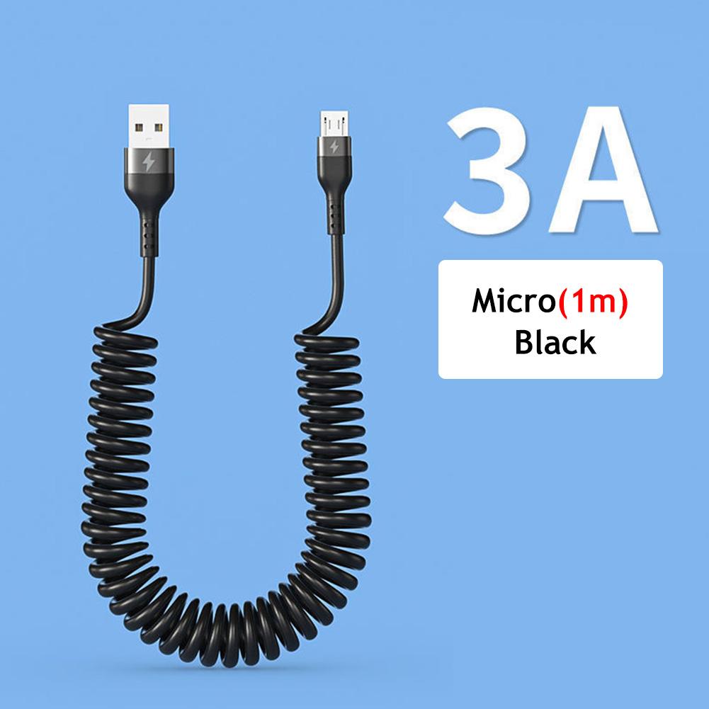 

66 Вт 5A USB Type C кабель для передачи данных 3A Micro USB пружинный телескопический кабель для быстрой зарядки для Android телефон аксессуары автомобильный USB-кабель