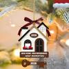 New Home Housewarming Gifts 2026 - Rustic Wood House Ornament with Key Charm & Buffalo Plaid Bow - 3.9" Closing Gift, Present for Homeowners Moving