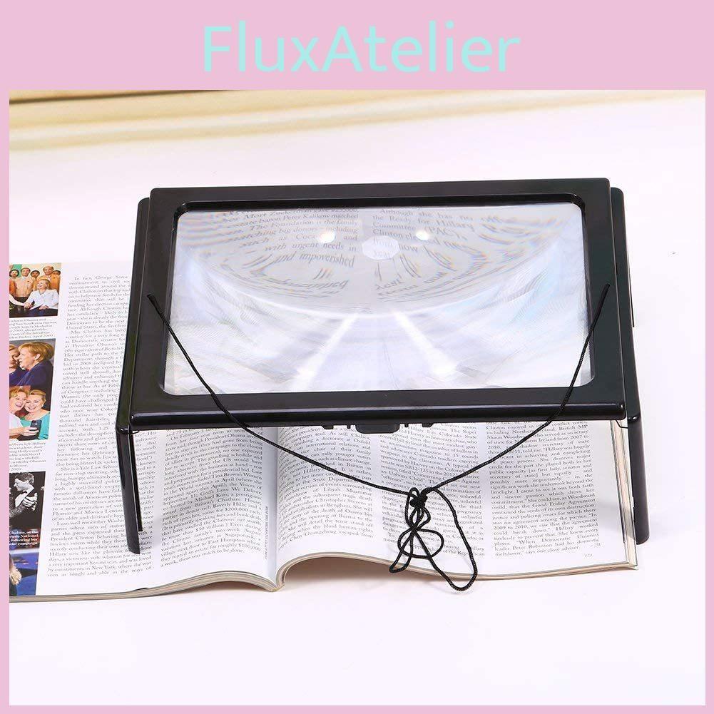 A4 Portable Foldable Rectangular 3x Reading Magnifying Glass With Light Led