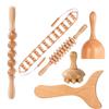 Solid Wood Meridian Massage Set: Face & Leg Gua Sha, Handheld Roller for Full Body Relief
