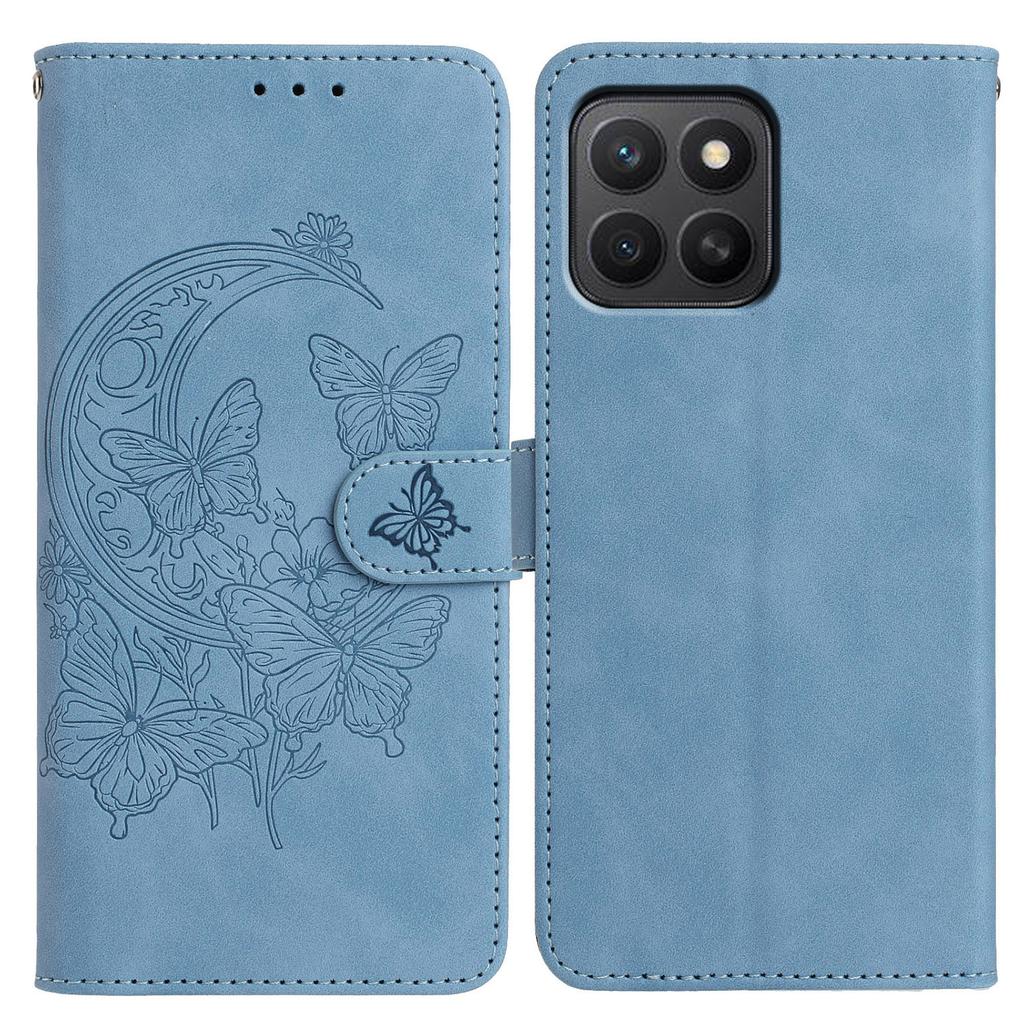 For Honor X8c 4G/X8b 4G Case Butterfly Flower Imprinted PU Leather Wallet Stand Phone Cover