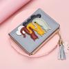 Women’s Cute Cat Pattern Short Wallet PU Leather Bifold Wallet Zipper Coin Purse Card Holder Tassel Mini Wallet for Girls and Ladies