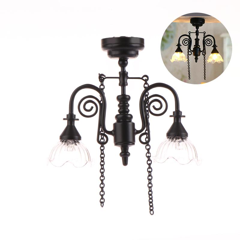 1:12 Dollhouse Miniature Led Lamp Ceiling Lamp Chandelier Droplight Lighting Home Furniture Model Doll House Decor Toy