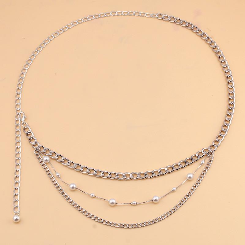 Vintage European Body Chain With Pearl Multilayer Design For Casual Summer Wear