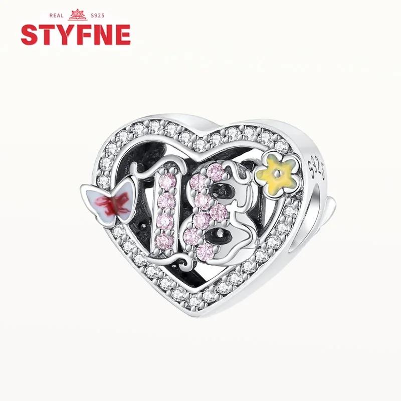 S925 Silver Happy Birthday Charms Love Numbers Beads for Women DIY Bracelet Anniversary Gift