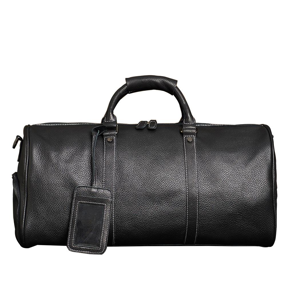 

Мужская дорожная сумка из натуральной кожи, повседневная ручная сумка, большая вместительная сумка для фитнеса, карман для обуви на плечо для 18-дюймового ноутбука 50cm чёрный
